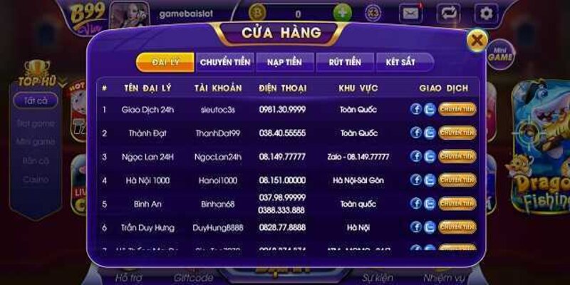 Nạp rút siêu nhanh chóng tại cổng game B99 Club