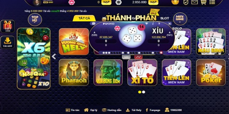 Giao diện game tài xỉu của một nhà cái uy tín