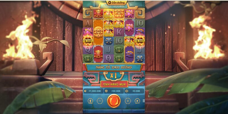 Giao diện chơi tại con game nổ hũ Kho Báu Aztec