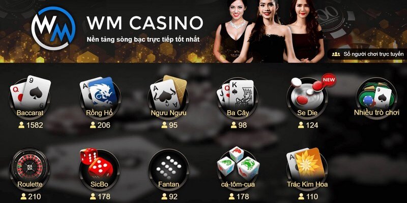 Giao diện trang chủ Nhà cái WM Casino