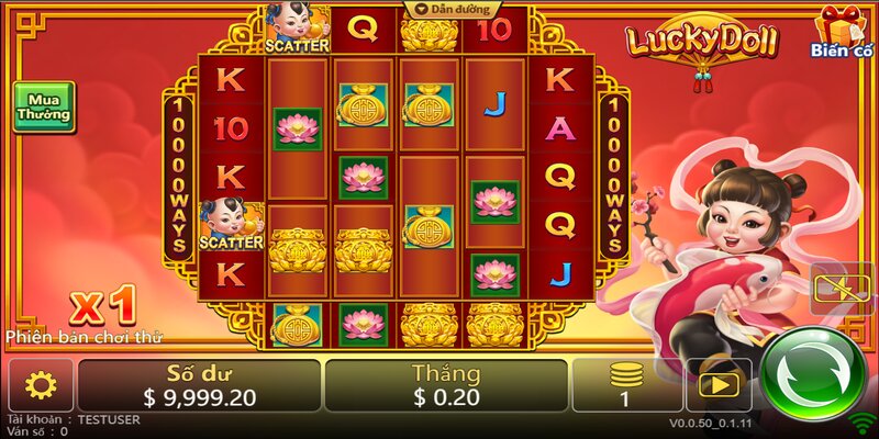 Giao diện quay số độc đáo của game Búp Bê May Mắn